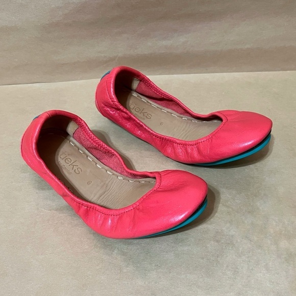 Tieks by Gavrieli | Poppy Red Leather Ballet Flats Foldable Shoes Size 6 - Picture 1 of 15